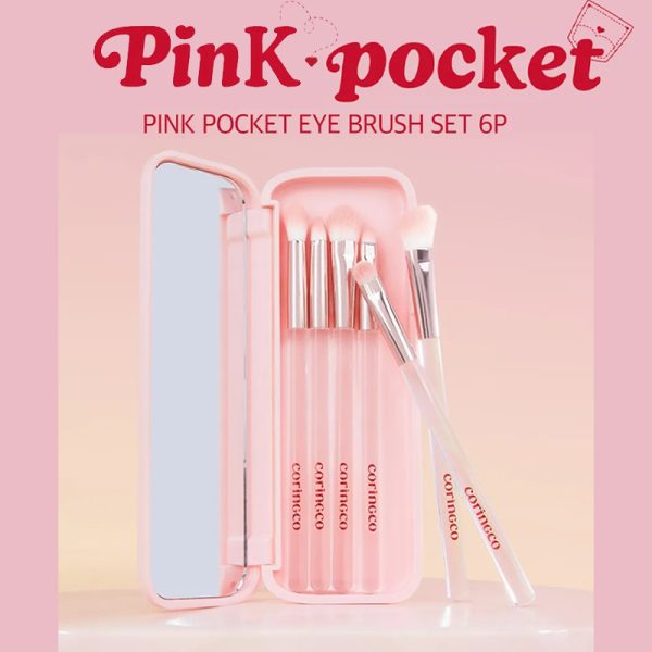 CORINGCO – Pink Pocket Eye Brush Set 01